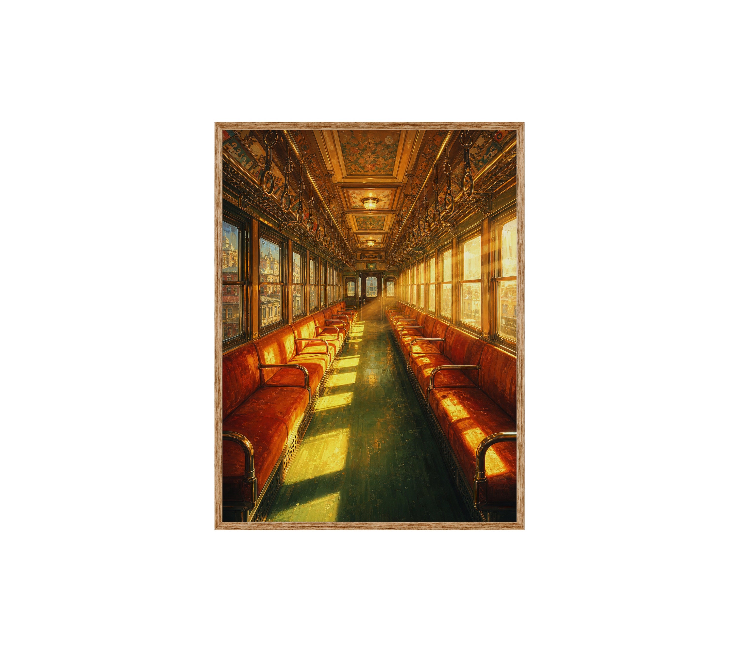 Red Velvet Vintage Train Car poster print preview by Seji Art