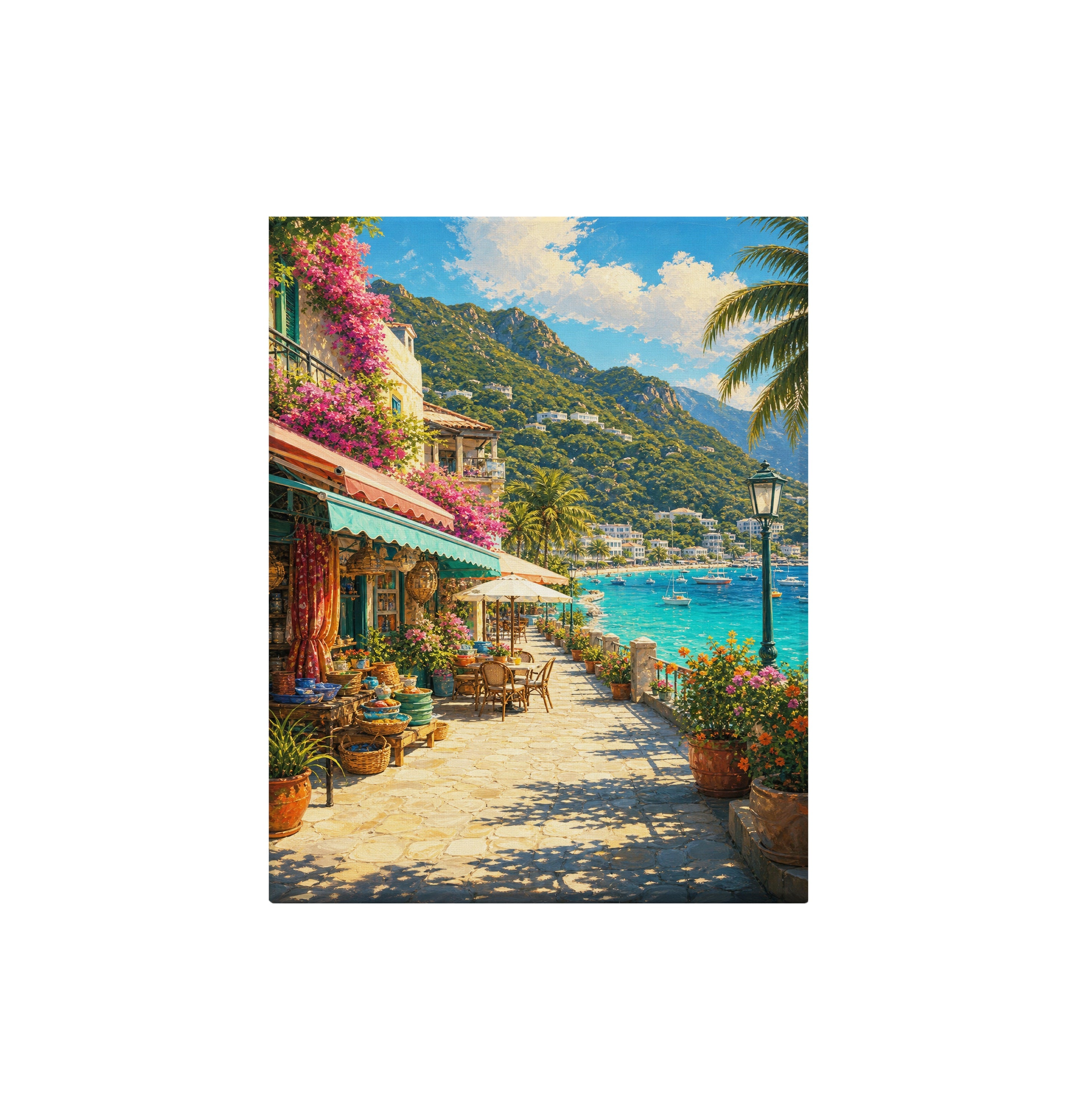 Riviera Flower Promenade canvas wall art preview by Seji Art