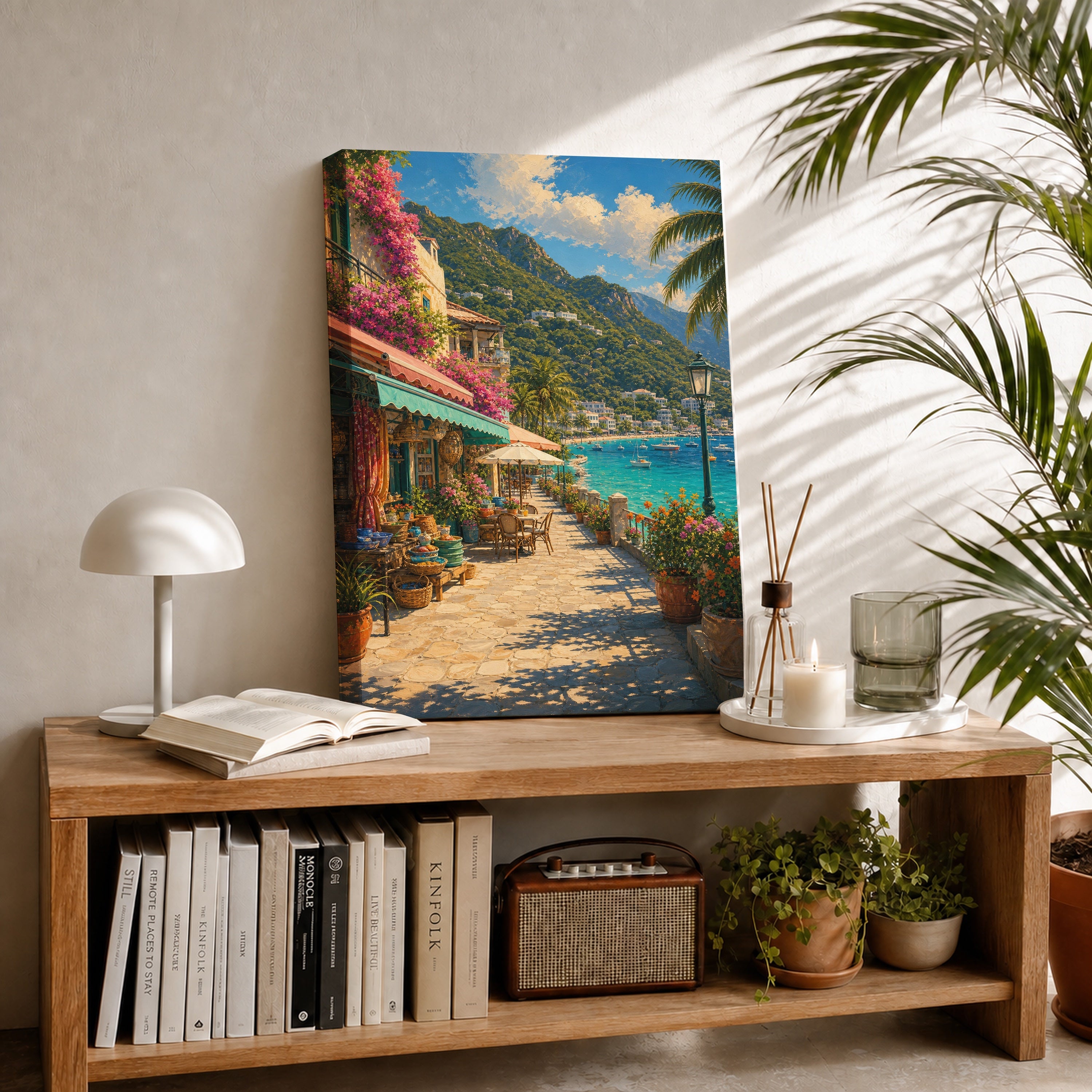 Riviera Flower Promenade canvas room mockup by Seji Art