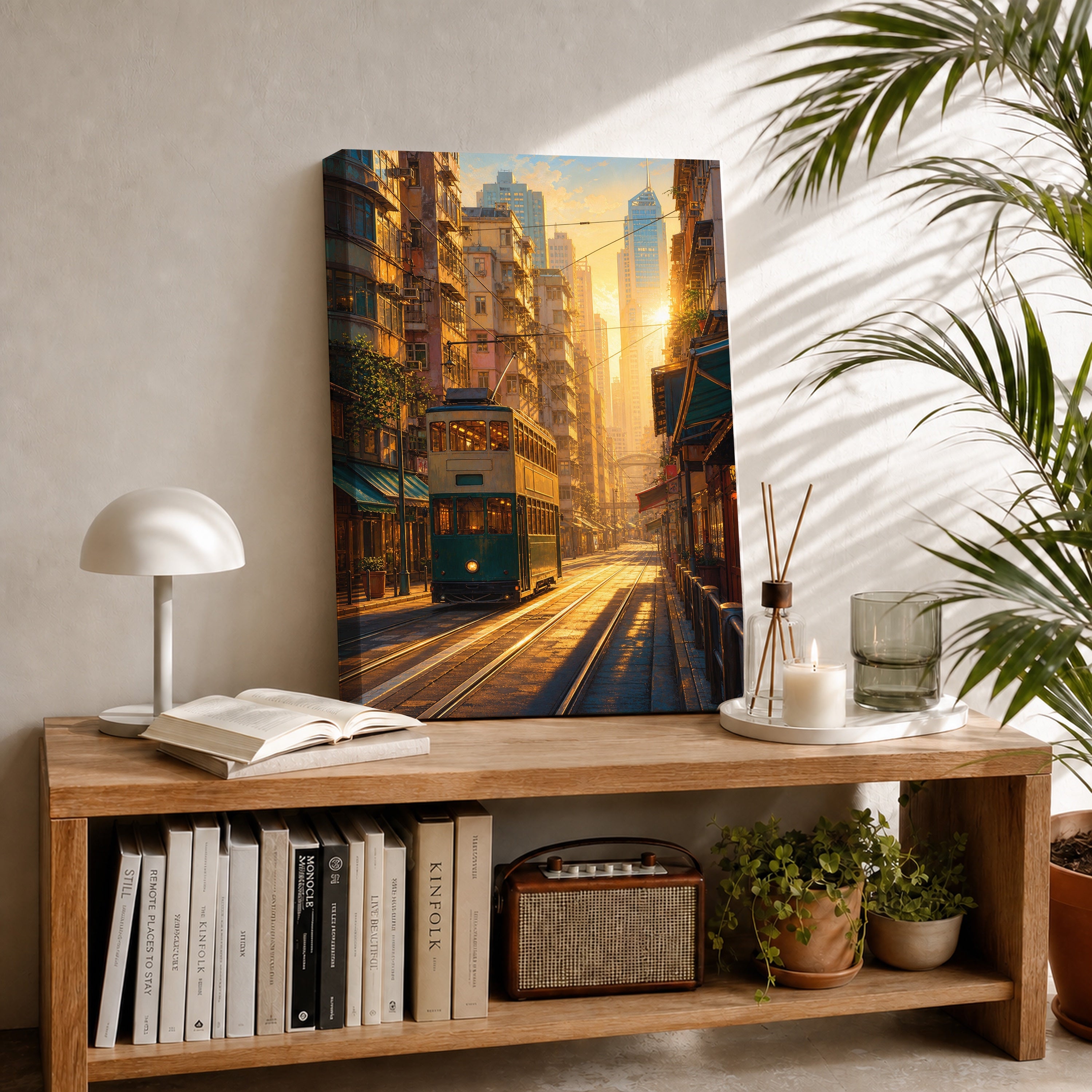 San Francisco Cable Car Sunset canvas room mockup by Seji Art