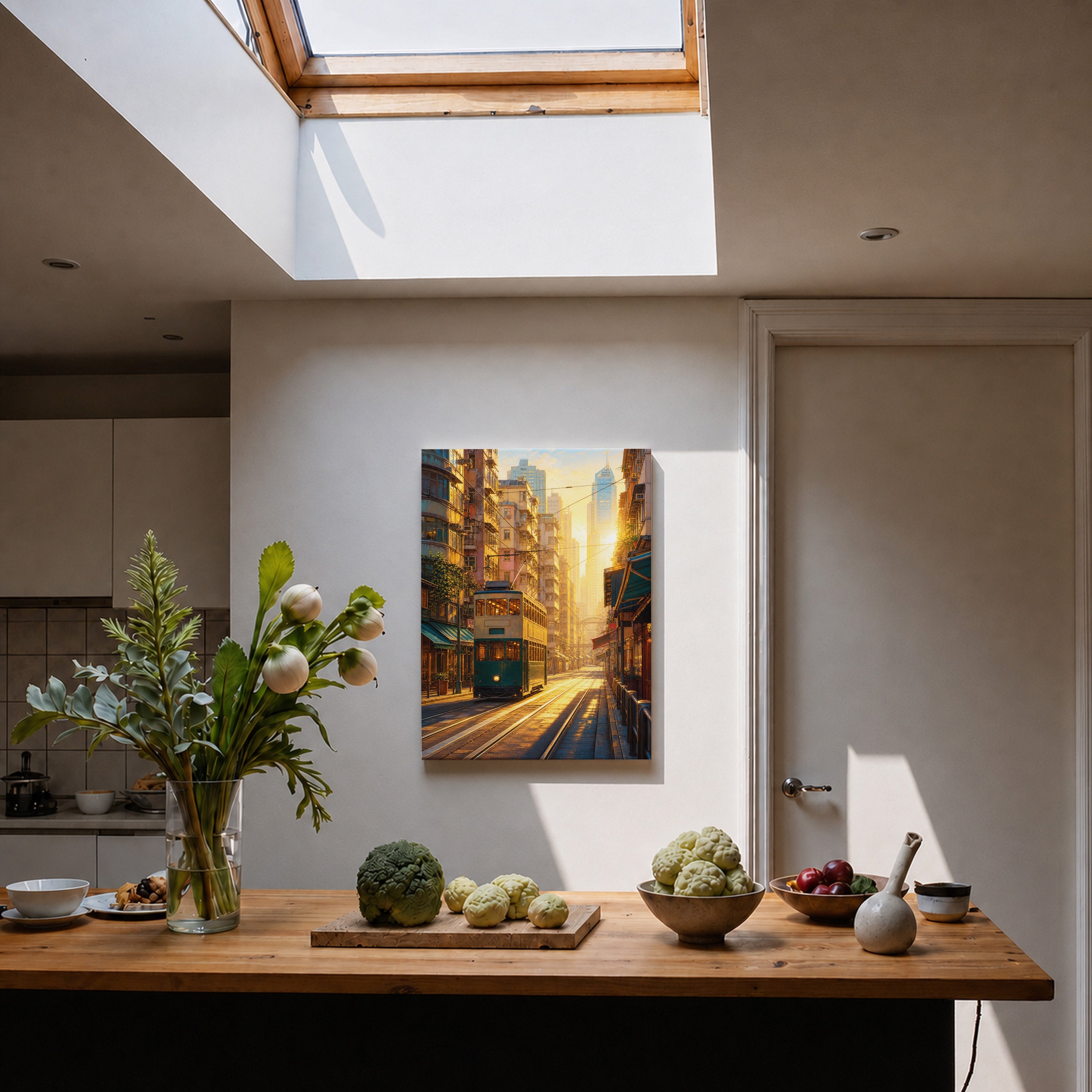 San Francisco Cable Car Sunset canvas home decor mockup by Seji Art