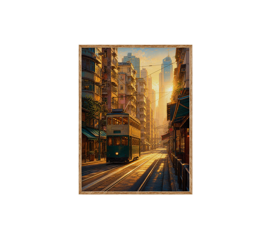 San Francisco Cable Car Sunset poster print preview by Seji Art