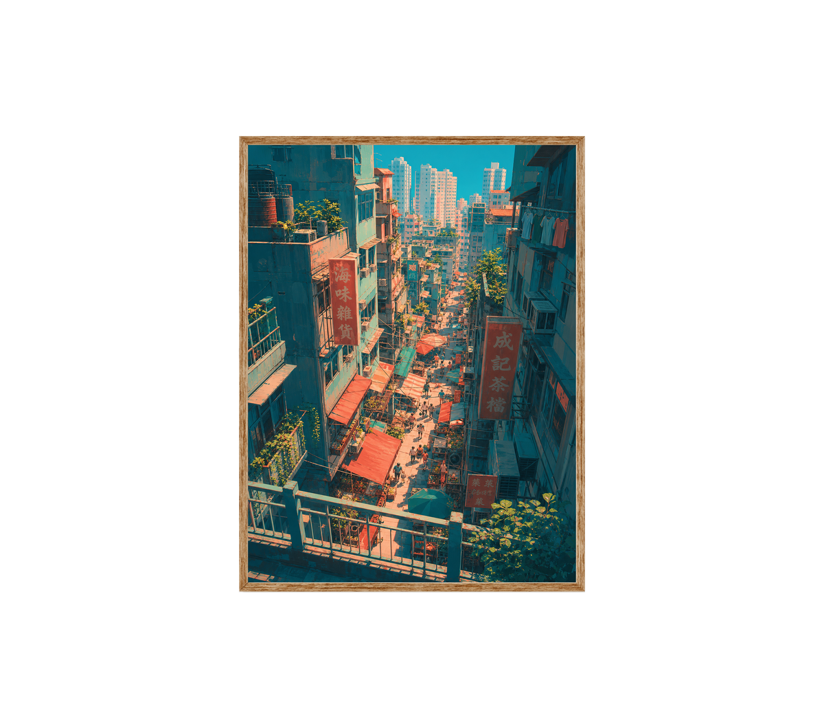 Central Hong Kong Hillside Market Wall Art Print poster original preview