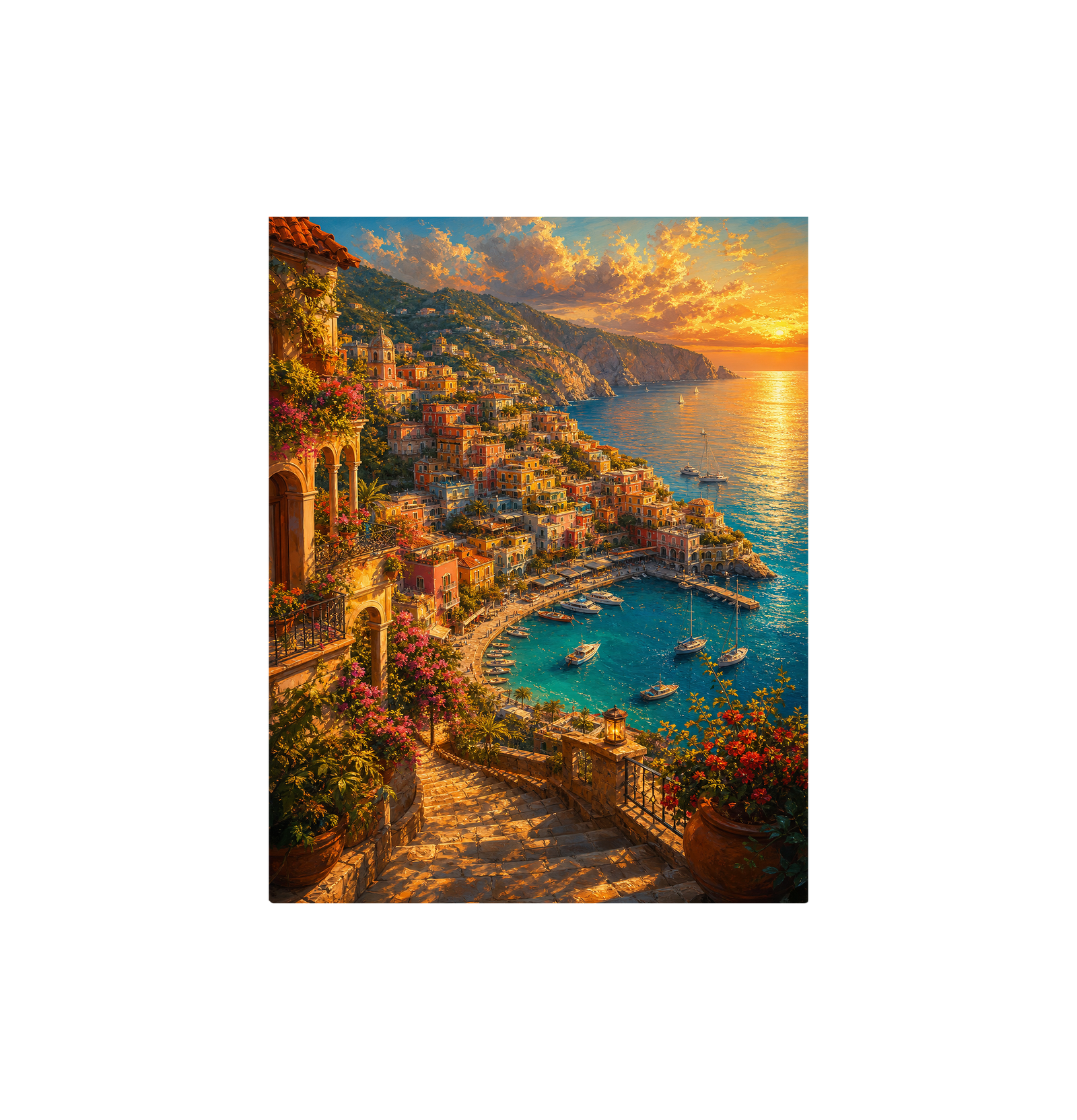 Positano Sunset Coast Wall Art Print