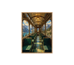 Vintage Train Dining Car Wall Art Print poster original preview