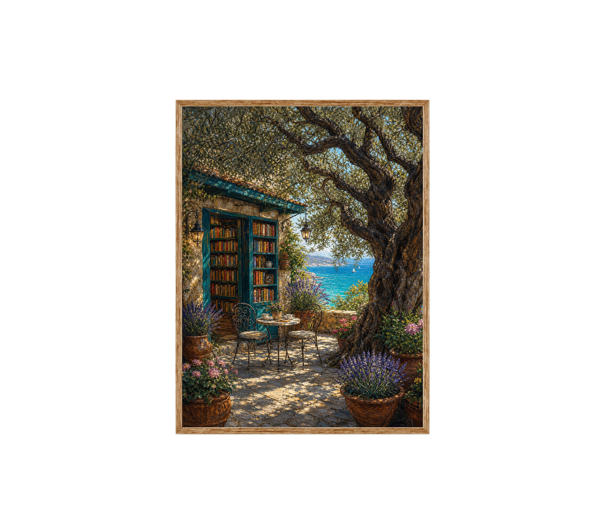 Tuscan Stone Cottage Courtyard Wall Art Print poster original preview