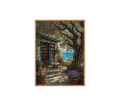 Tuscan Stone Cottage Courtyard Wall Art Print poster original preview