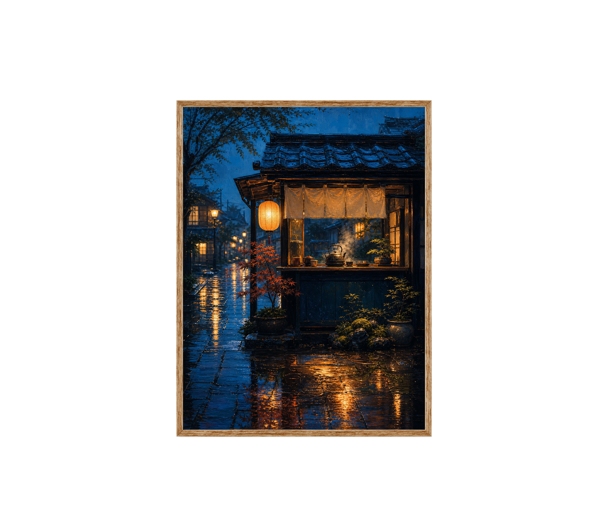 Rainy Paris Corner Cafe Wall Art Print poster original preview