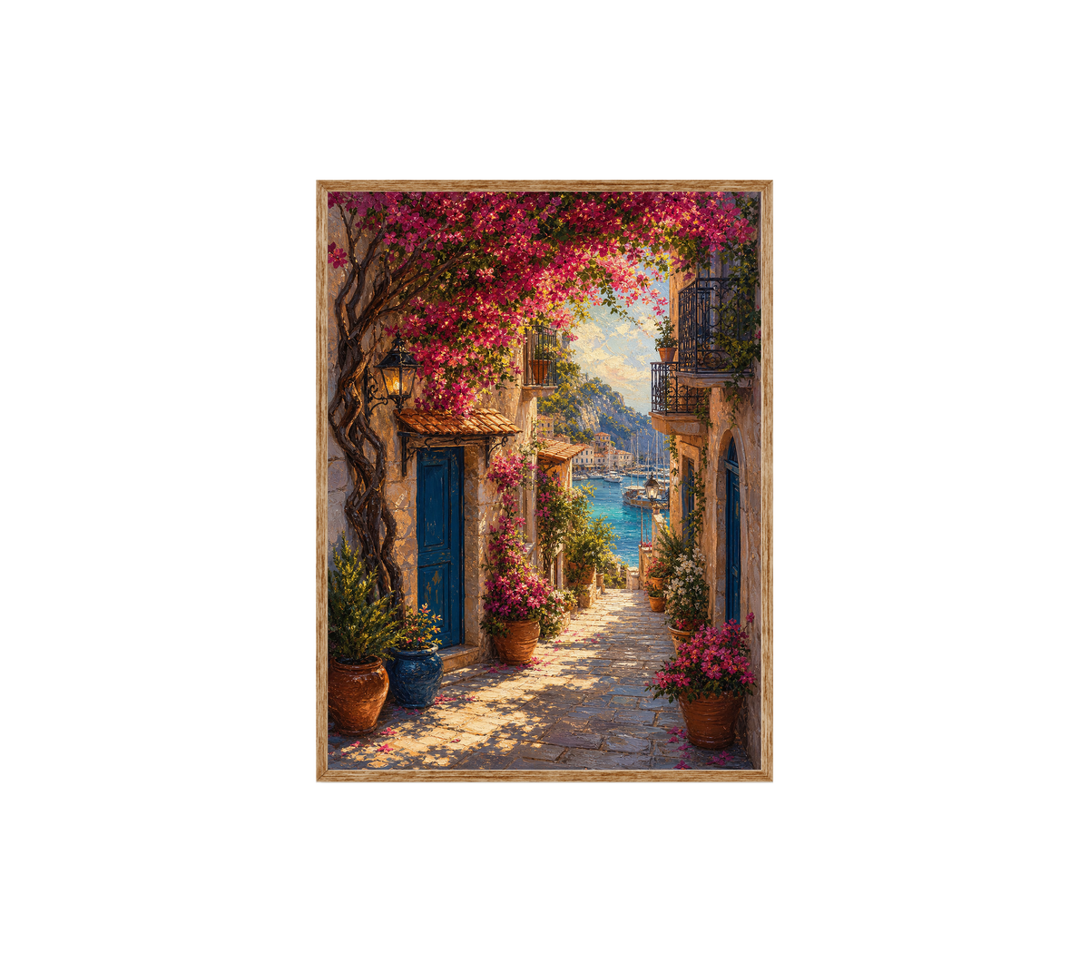 Bougainvillea Mediterranean Alley Wall Art Print poster original preview