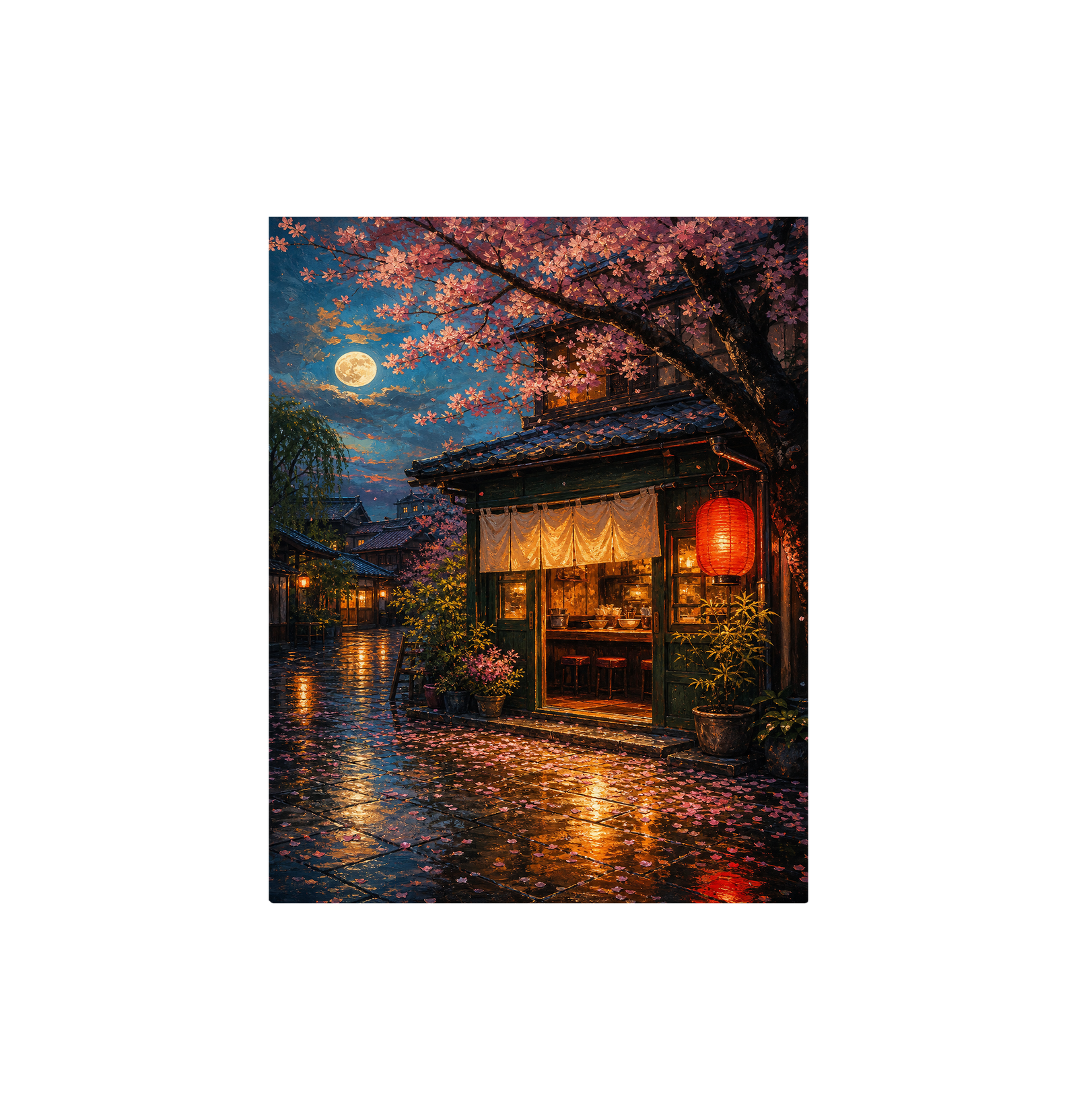 Kyoto Rainy Lantern Street Wall Art Print