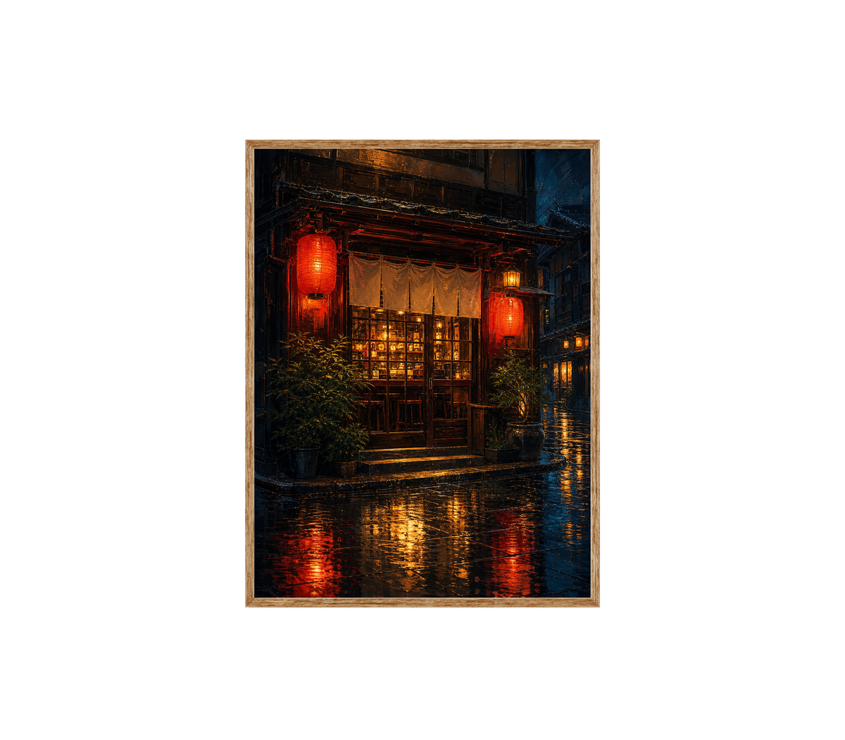 Red Lantern Rainy Noodle Shop Wall Art Print poster original preview