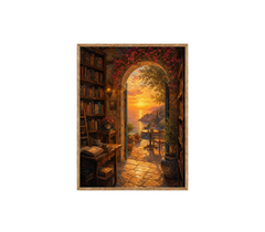 Golden Bookshop Archway Wall Art Print poster original preview