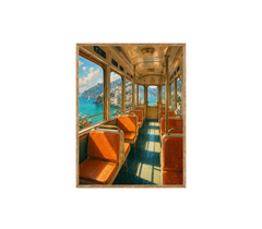 Vintage Coastal Train Car Wall Art Print poster original preview