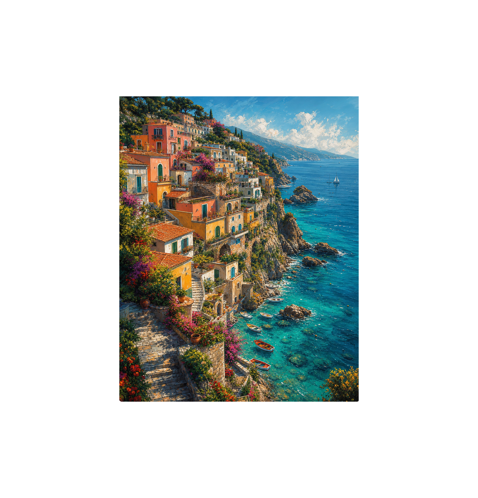 Amalfi Cliffside Village Wall Art Print