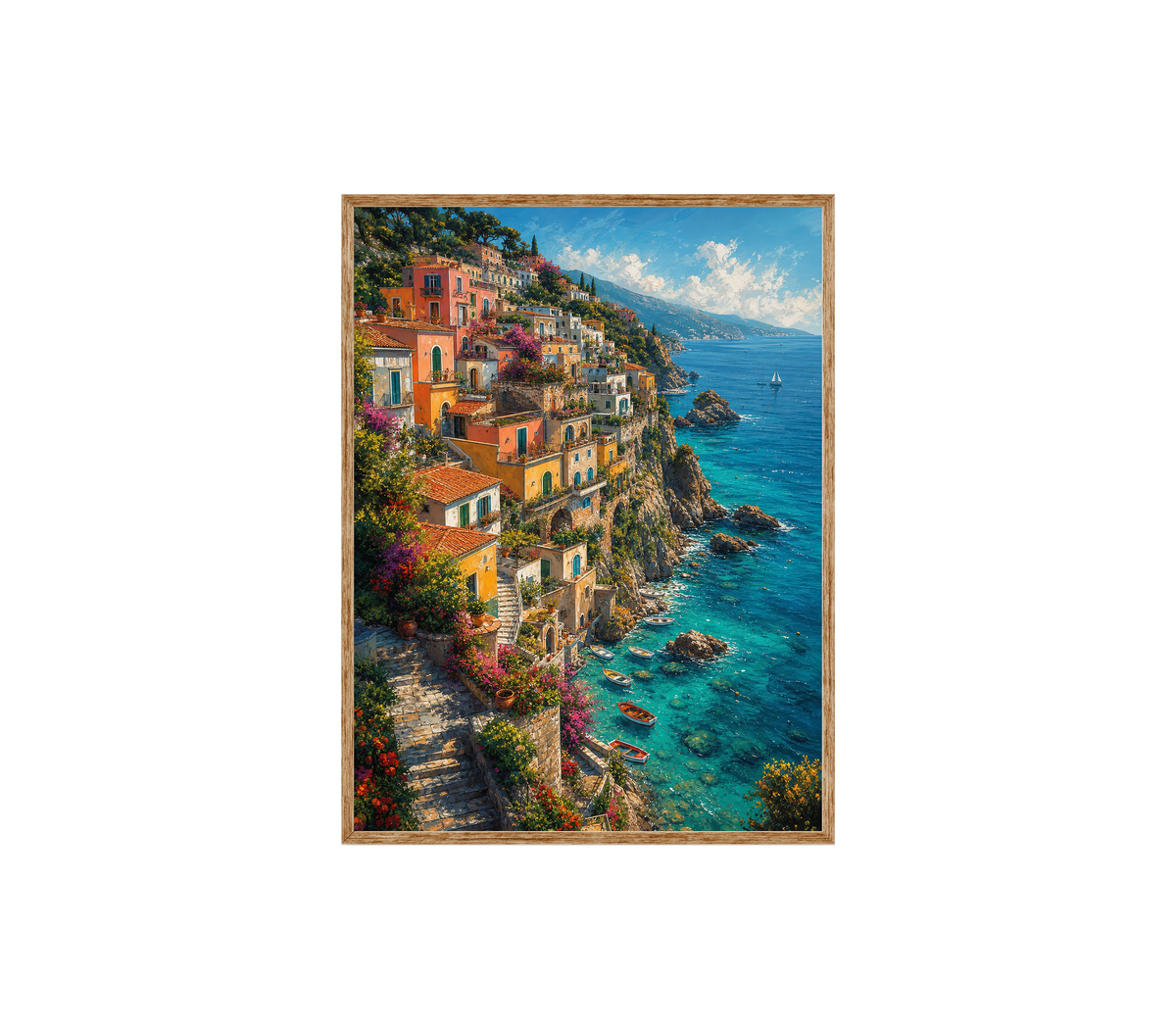 Amalfi Cliffside Village Wall Art Print poster original preview