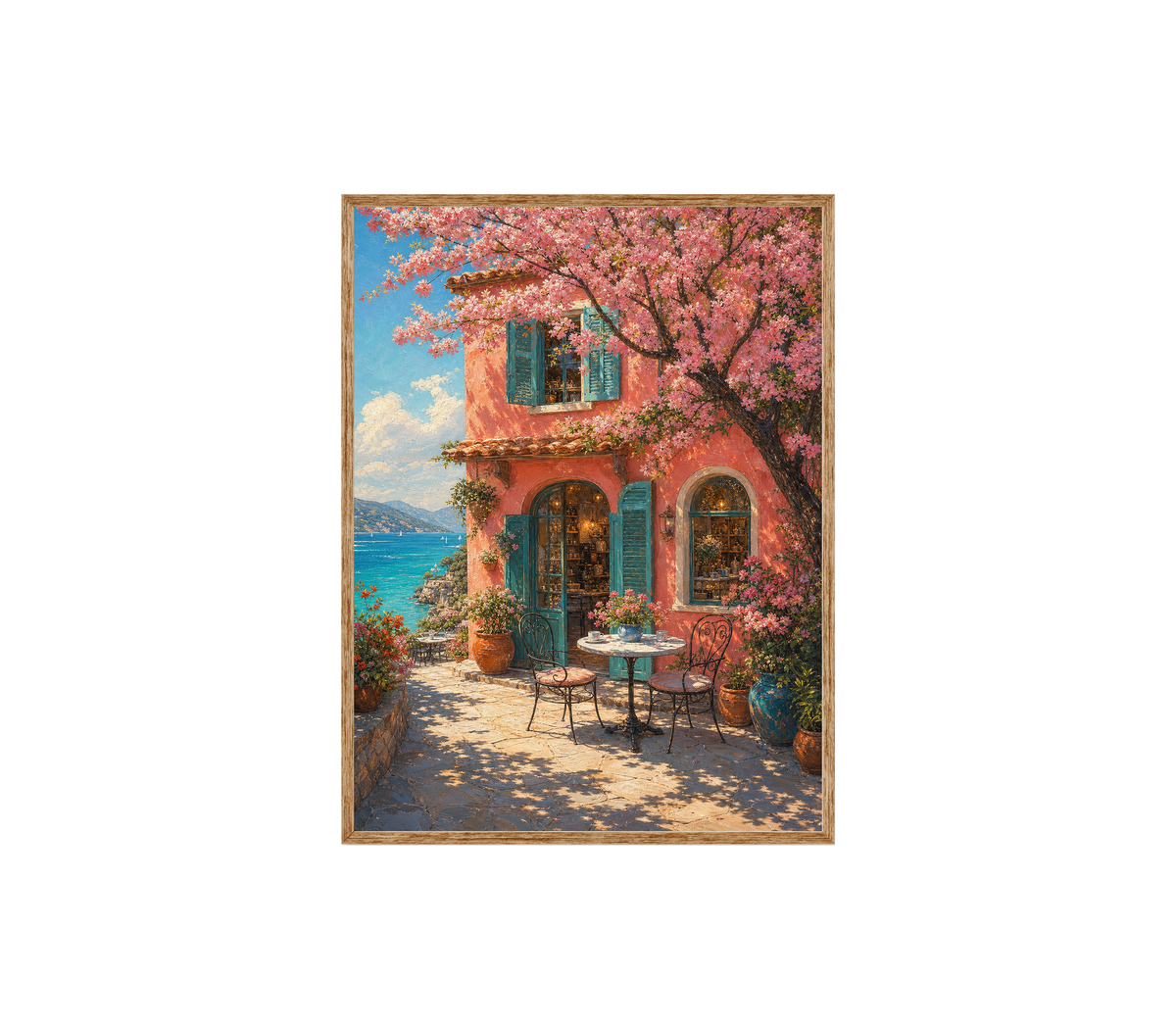 Cherry Blossom Courtyard Window Wall Art Print poster original preview