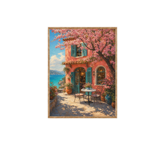 Cherry Blossom Courtyard Window Wall Art Print poster original preview