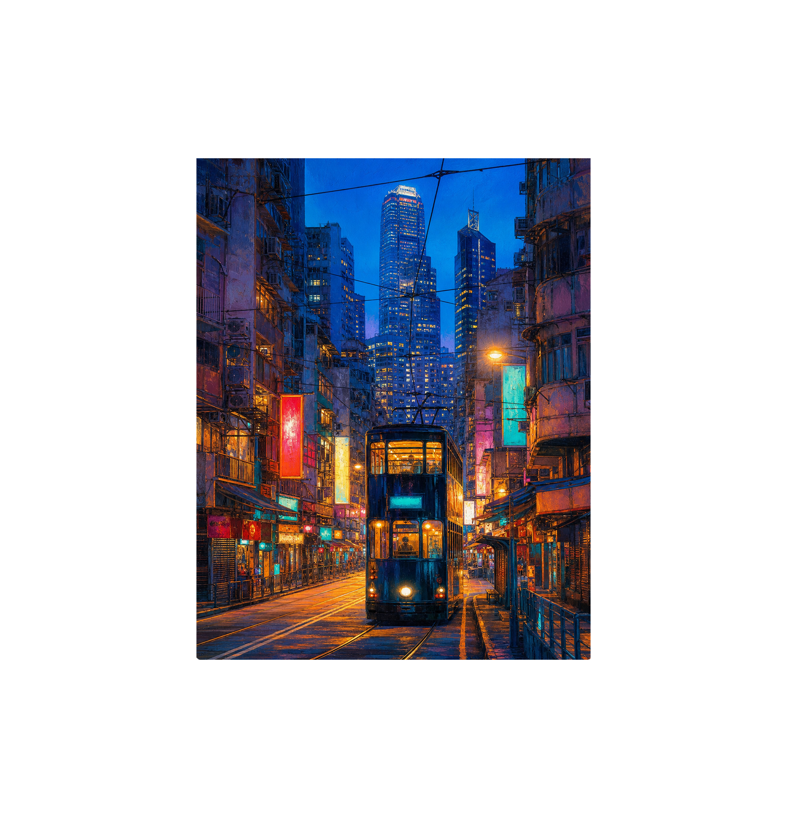 Tokyo Neon Rain Crosswalk Wall Art Print