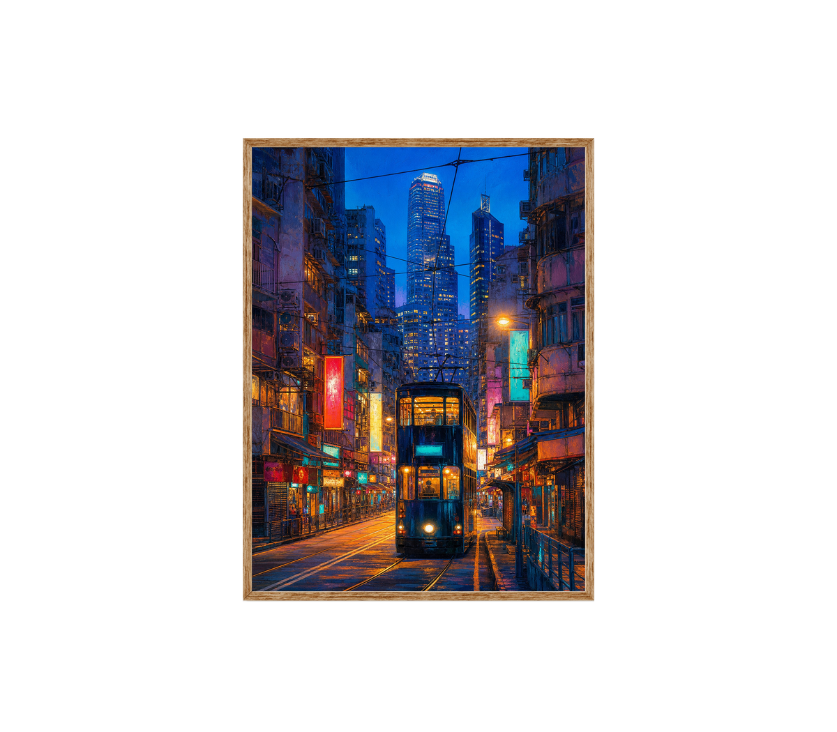 Tokyo Neon Rain Crosswalk Wall Art Print poster original preview