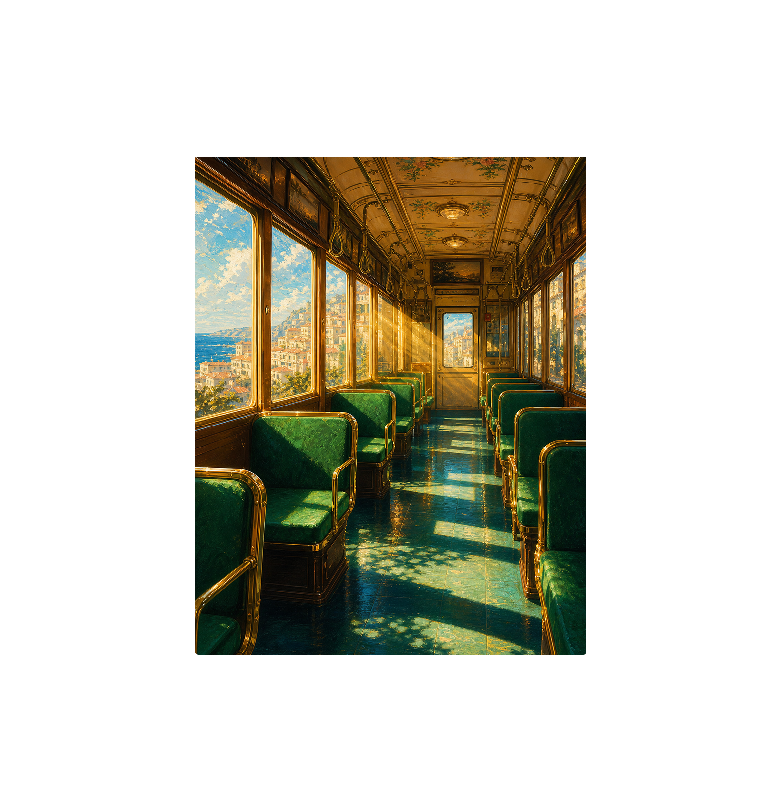 Emerald Vintage Train Car Wall Art Print