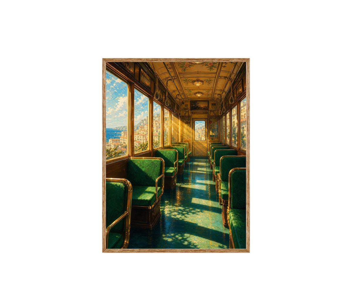 Emerald Vintage Train Car Wall Art Print poster original preview