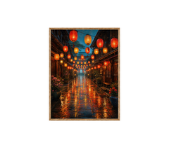 Lantern Market Rain Street Wall Art Print poster original preview