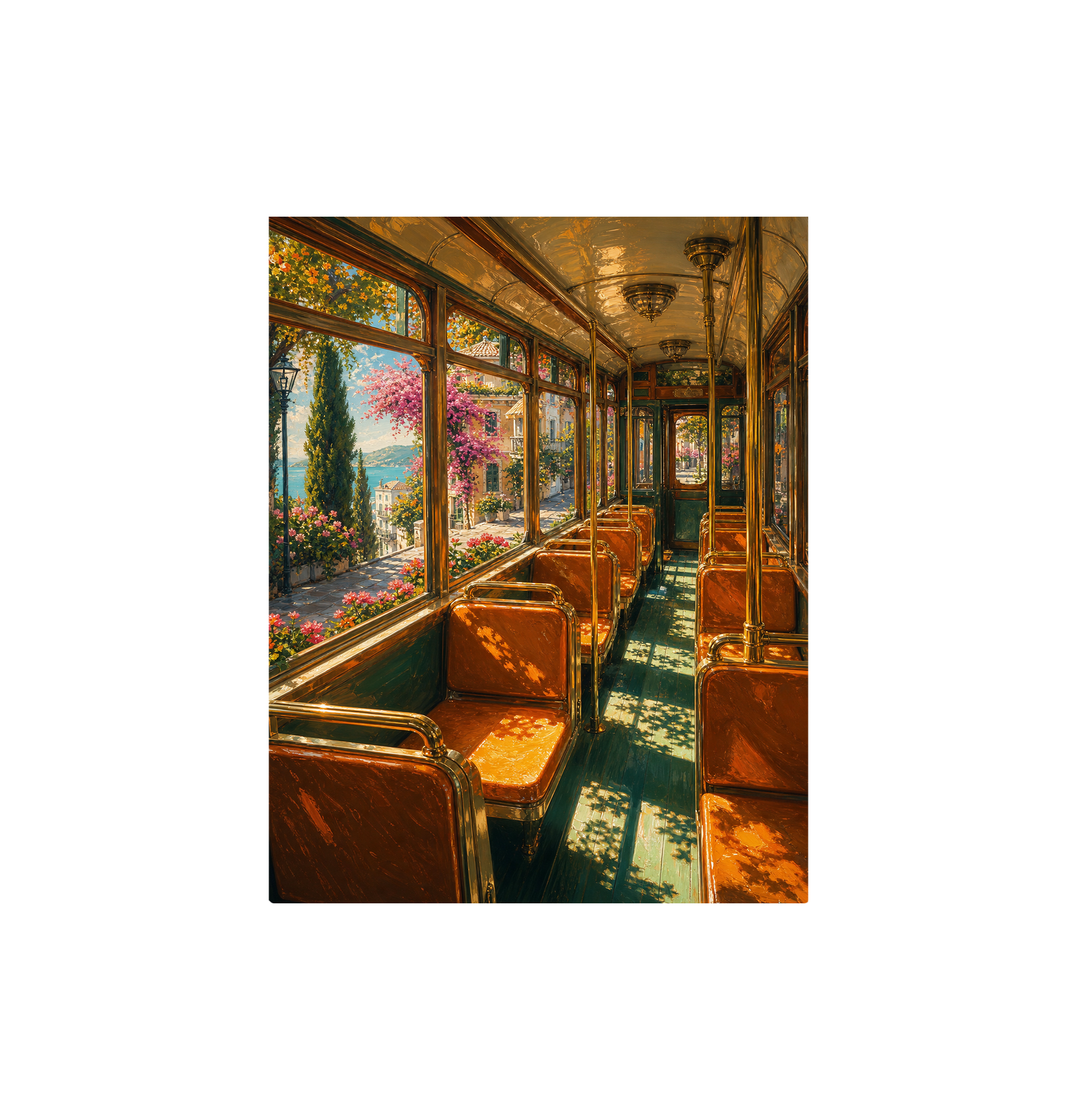 Lake View Vintage Train Car Wall Art Print