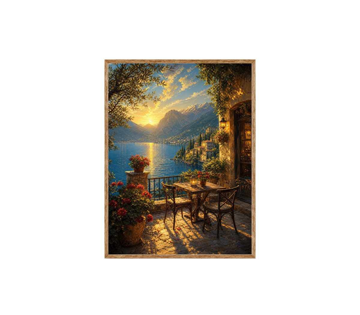 Lake Como Terrace Sunset Wall Art Print poster original preview