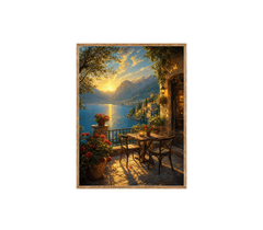 Lake Como Terrace Sunset Wall Art Print poster original preview