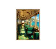 Coastal Green Train Car Wall Art Print poster original preview