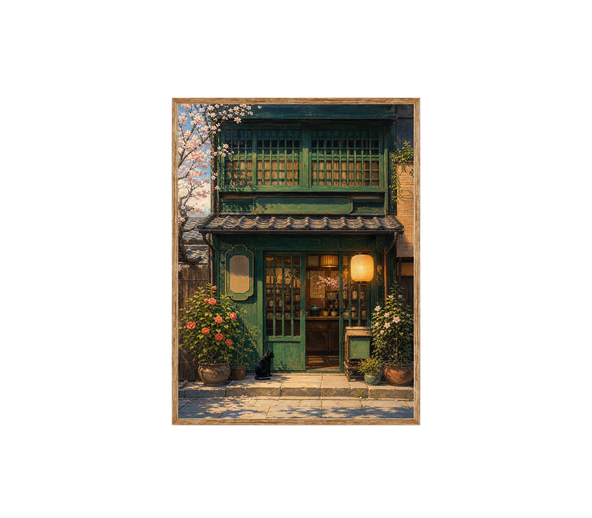 Old Town Green Storefront Wall Art Print poster original preview
