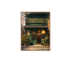 Old Town Green Storefront Wall Art Print poster original preview