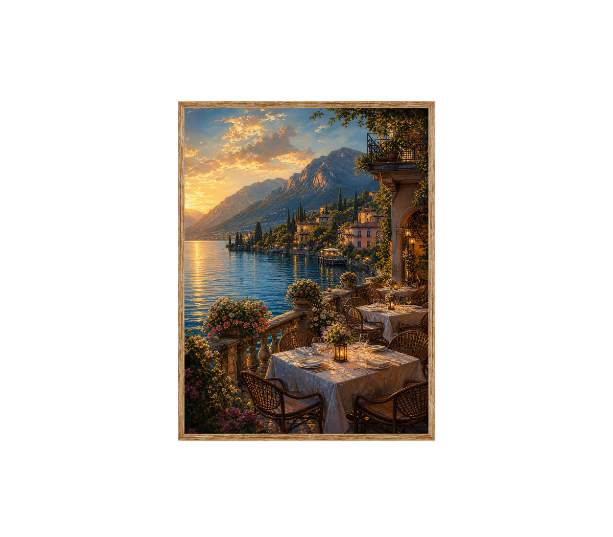 Lake Como Dinner Terrace Wall Art Print poster original preview