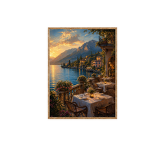 Lake Como Dinner Terrace Wall Art Print poster original preview