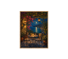 Midnight Lake Terrace Cafe Wall Art Print poster original preview