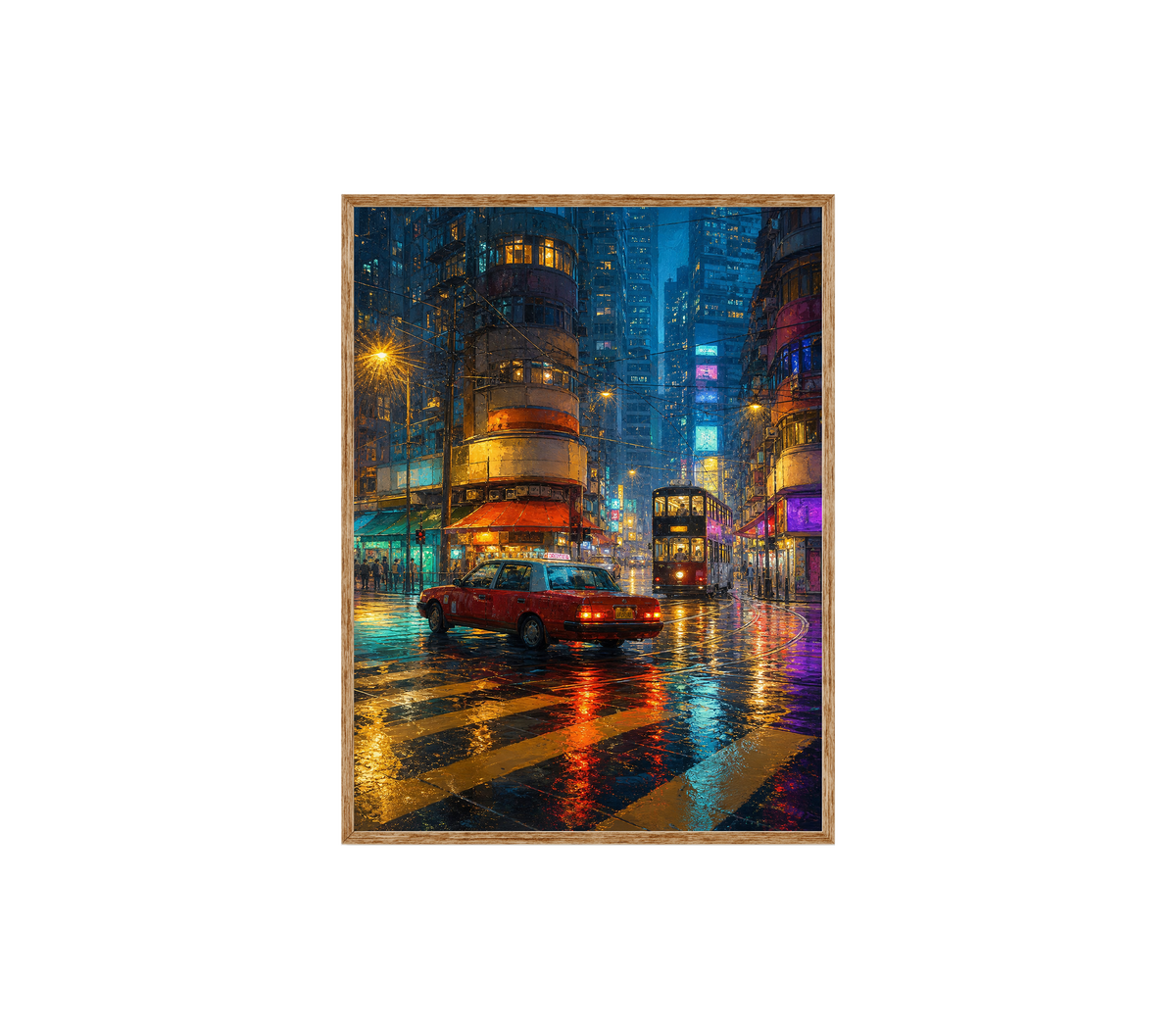 Kowloon Blue Hour Tram Street Wall Art Print poster original preview