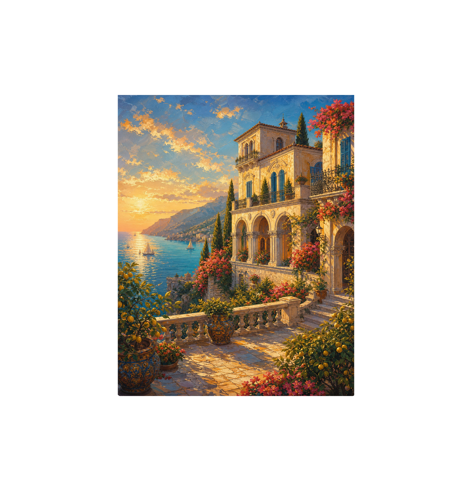 Tuscan Hillside Villa Garden Wall Art Print