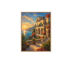 Tuscan Hillside Villa Garden Wall Art Print poster original preview