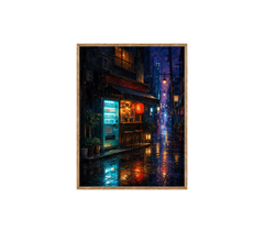 Rainy Tokyo Corner Store Wall Art Print poster original preview