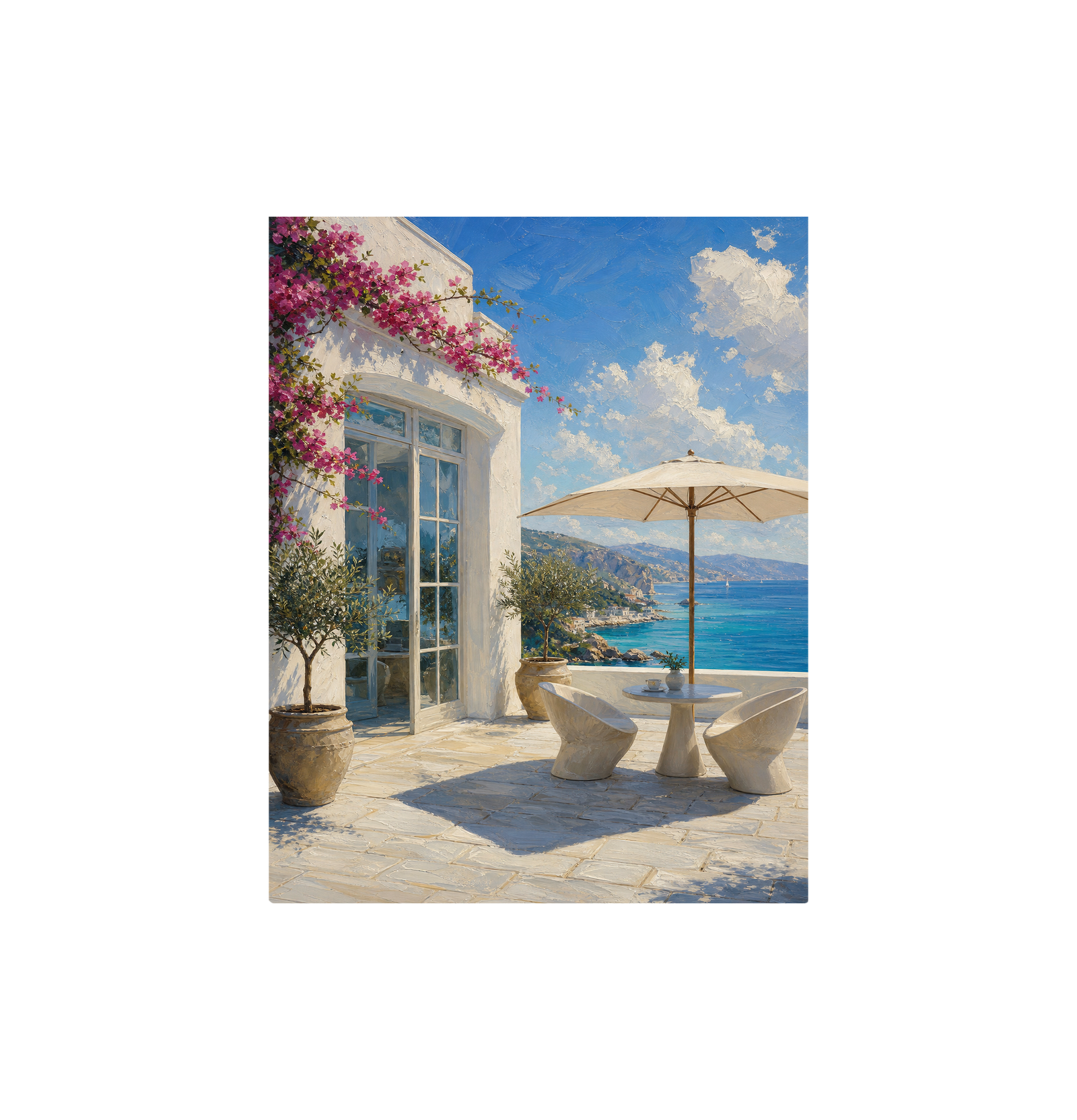 Greek Island Terrace Sea View Wall Art Print