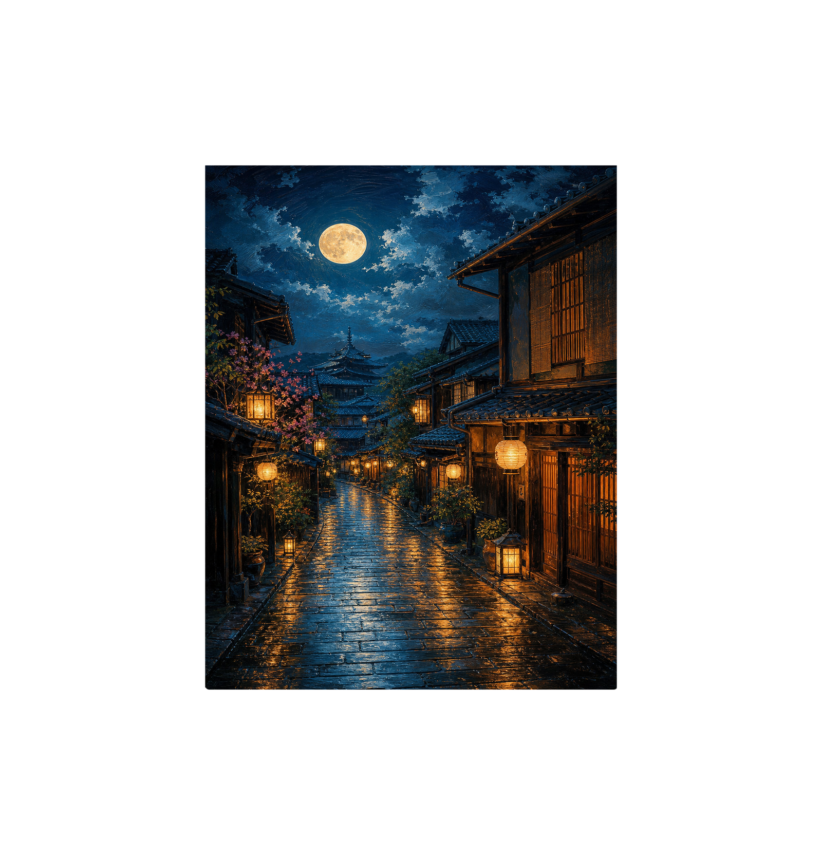 Amsterdam Canal Rainy Night Wall Art Print