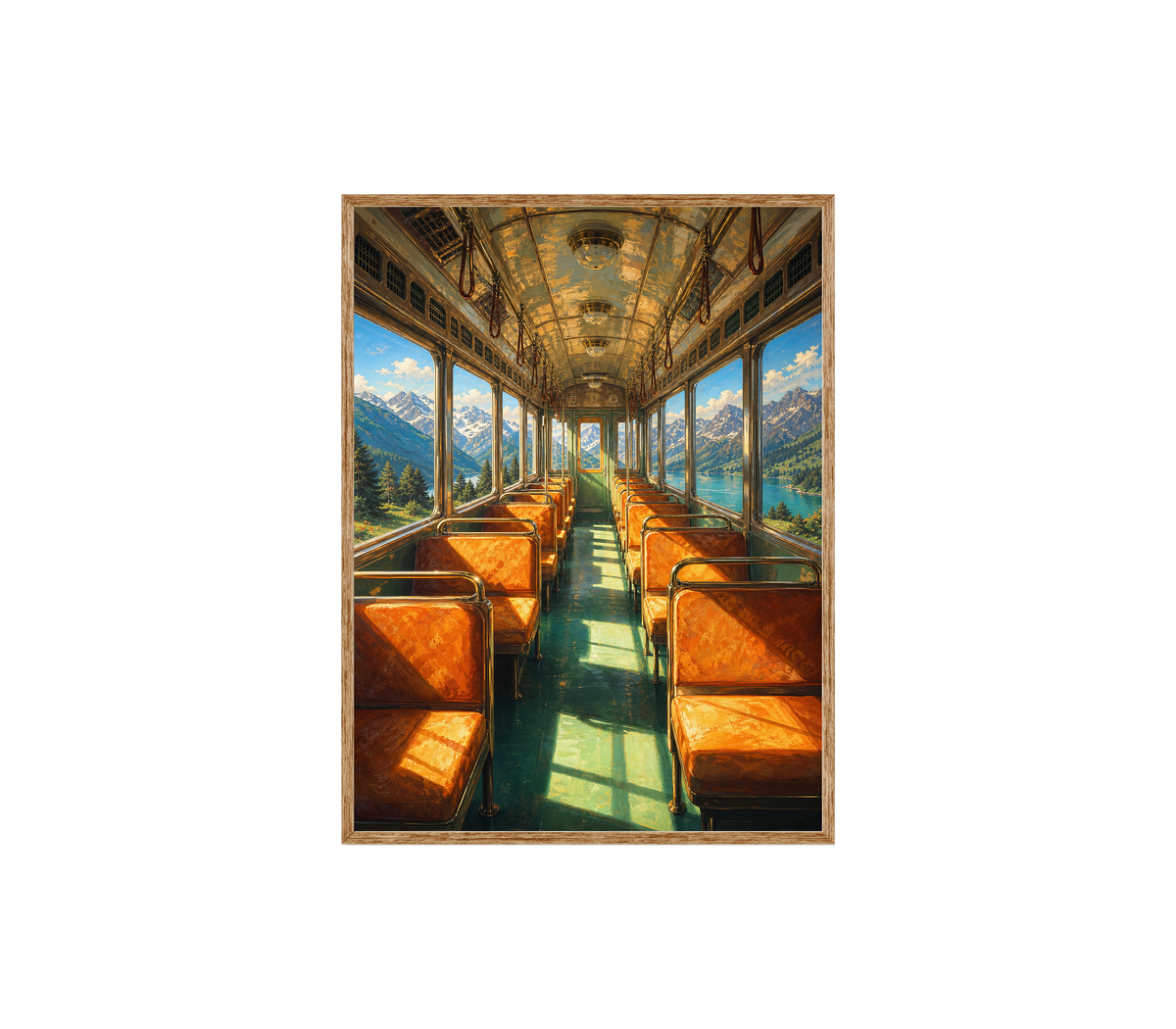 Vintage Dining Train Ocean View Wall Art Print poster original preview
