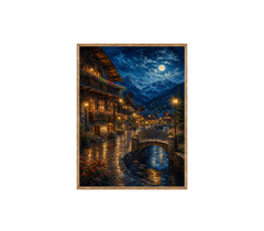 Venice Moonlit Canal Bridge Wall Art Print poster original preview