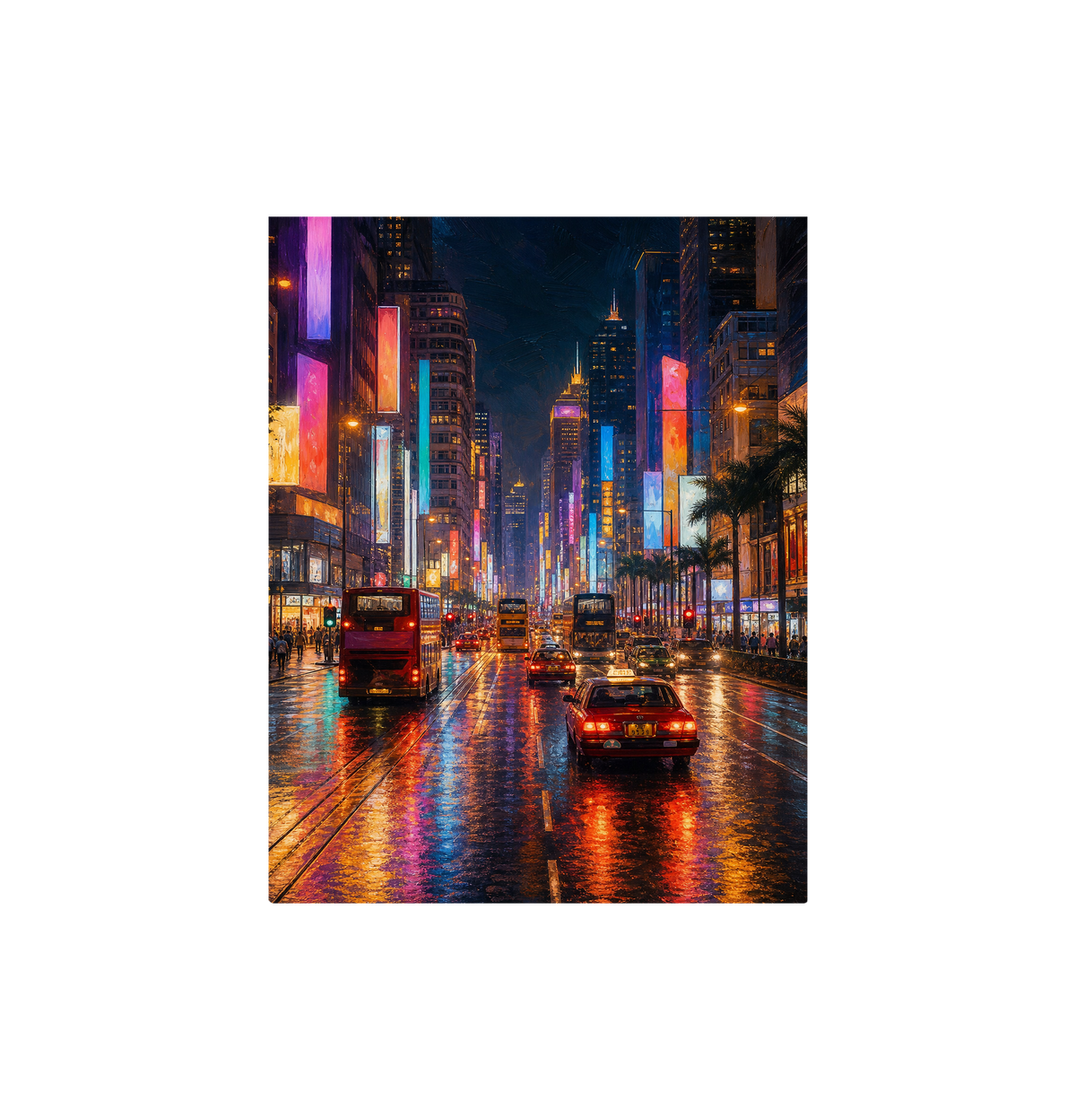 Tokyo Neon Rain Avenue Wall Art Print