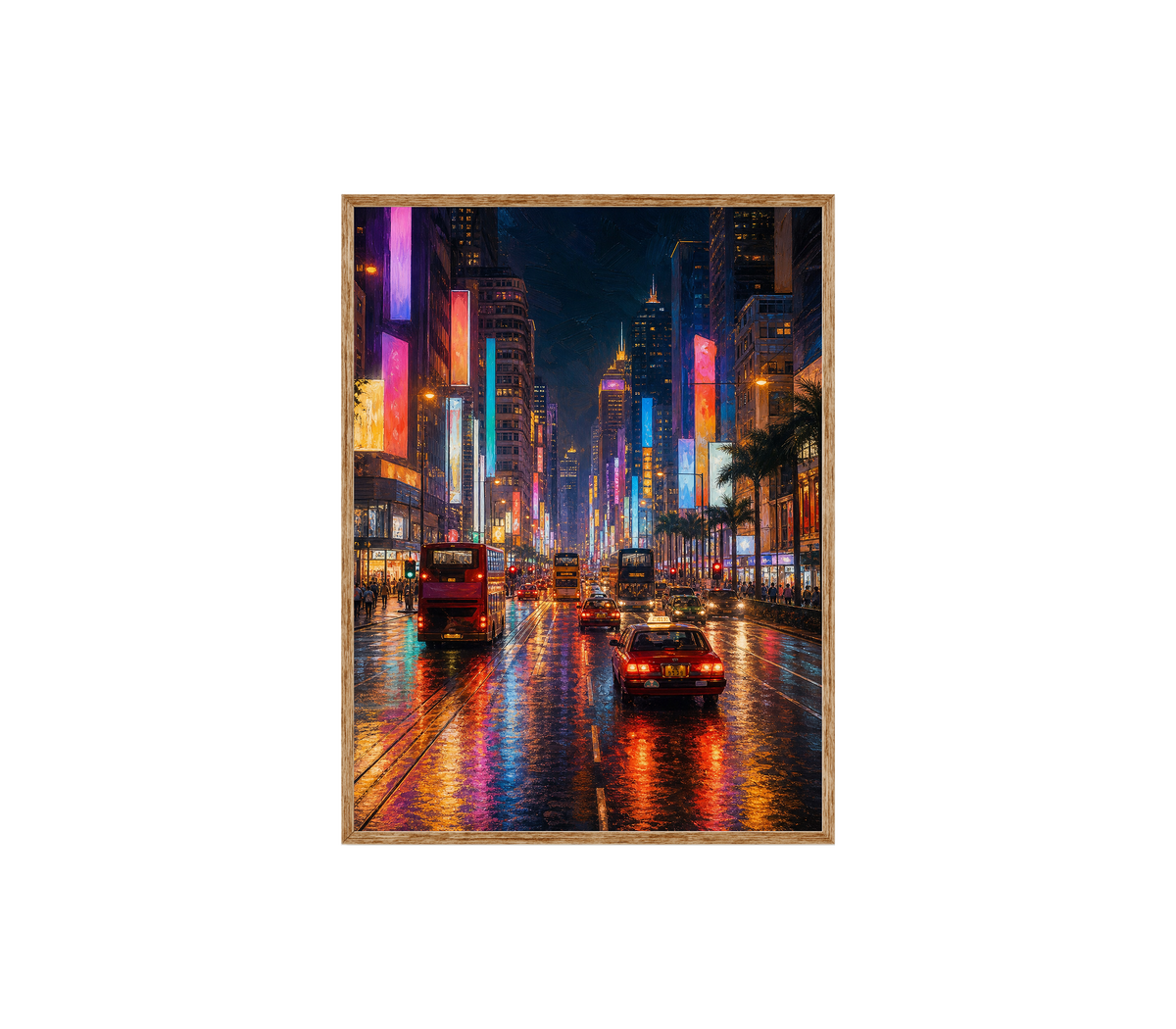 Tokyo Neon Rain Avenue Wall Art Print poster original preview
