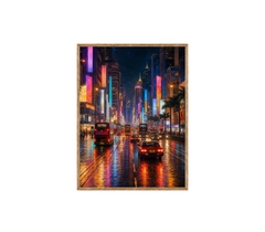 Tokyo Neon Rain Avenue Wall Art Print poster original preview
