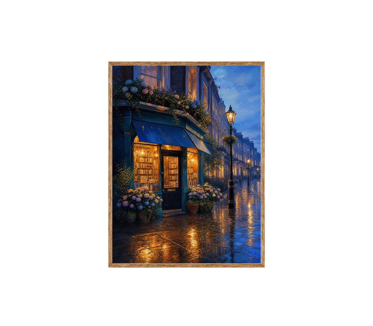 Blue Hour Flower Shop Street Wall Art Print poster original preview