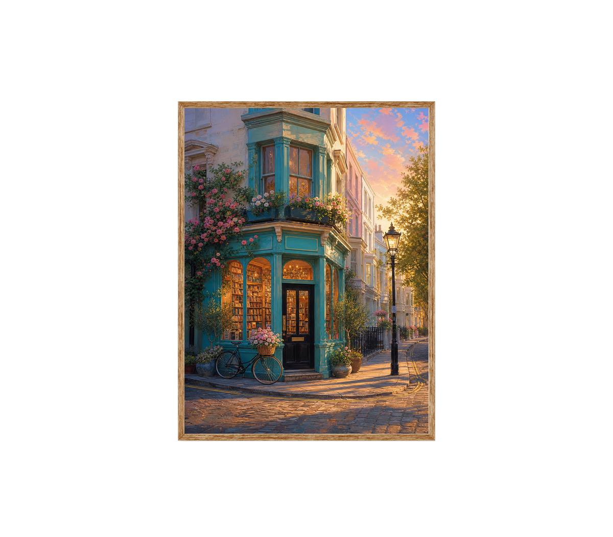 Turquoise Corner Cafe Sunset Wall Art Print poster original preview