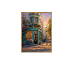 Turquoise Corner Cafe Sunset Wall Art Print poster original preview