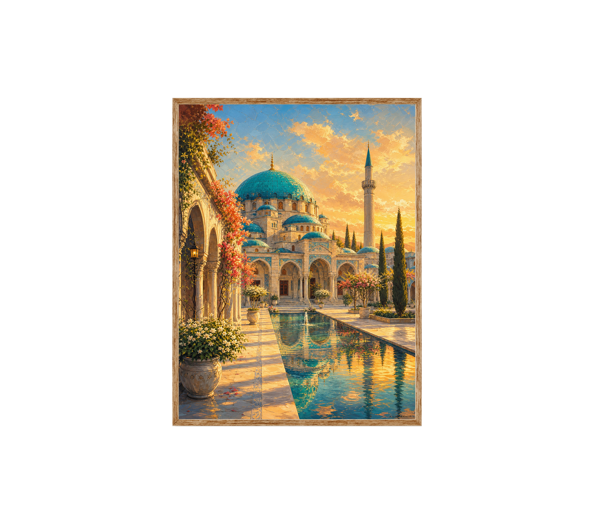 Istanbul Courtyard Mosque Sunset Wall Art Print poster original preview